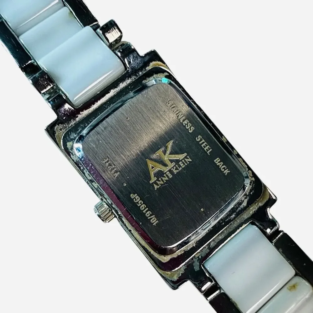 Anne Klein Women's Silver Tone Watch White Ceramic Crystal Face 10/9195GP
